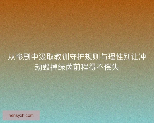 从惨剧中汲取教训守护规则与理性别让冲动毁掉绿茵前程得不偿失